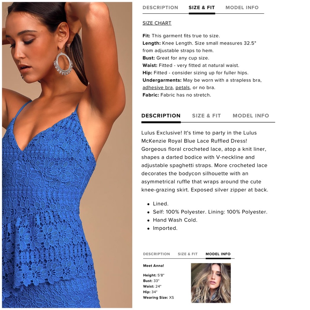 Lulu’s Blue Lace Dress - Picture 2 of 12